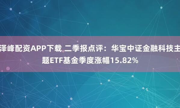 泽峰配资APP下载 二季报点评：华宝中证金融科技主题ETF基金季度涨幅15.82%